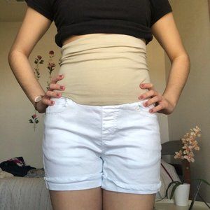 Maternity White Jean Shorts